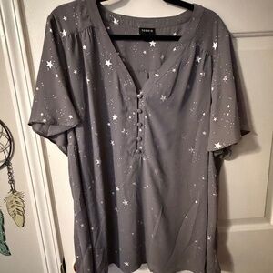 Torrid Grey & Silver Stars Blouse